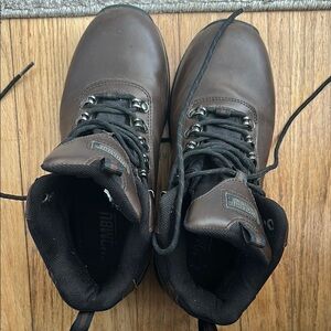 Khombu Brown Leather Lace-Up Men's Hiking Boots